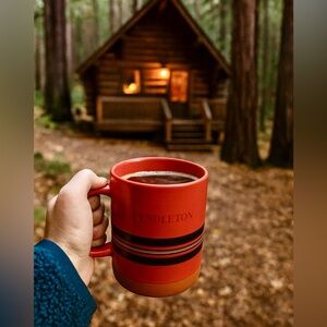 Pendleton National Parks Collection LARGE Red Stripe Coffee Stoneware Mug 18 oz